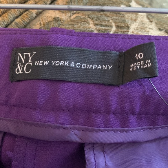 NEW YORK &CO PURPLE PANTS SZ 10 NWTG BELT LOOPS PLEATED FRONT ZIP/POCKETS - Picture 6 of 7